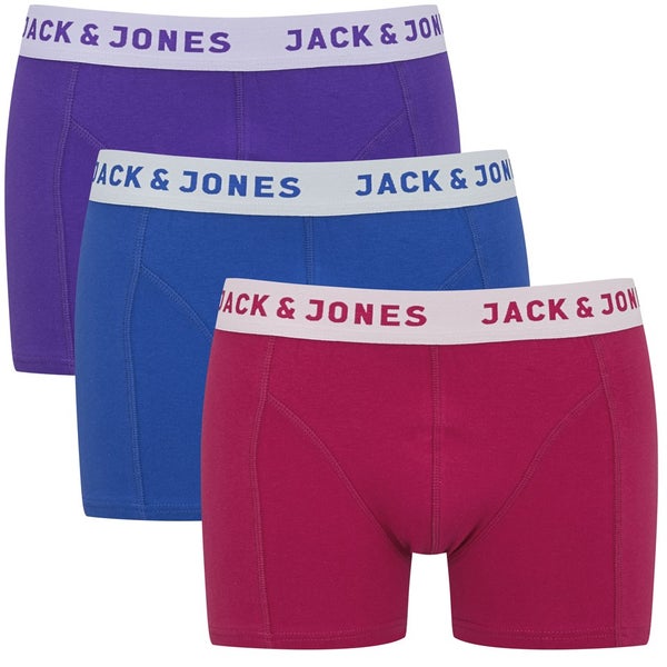 Jack & Jones Men's All Colours 3 Pack Boxers - Blue/Purple/Cosmo
