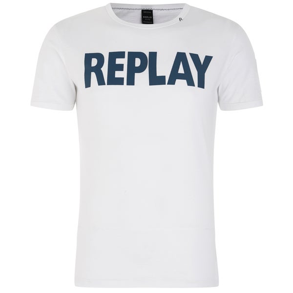 REPLAY Men's Printed Crew Neck T-Shirt - Optical White