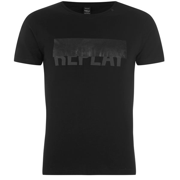 REPLAY Men's Printed Logo Crew Neck T-Shirt - Black