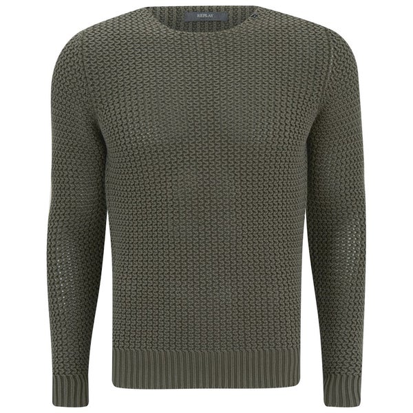 REPLAY Men's Loose Knitted Jumper - Military Green