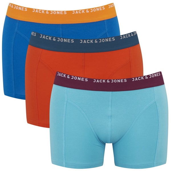Jack & Jones Men's Simple 3 Pack Boxers - Electric Blue/Maui Blue/Cherry Tomato