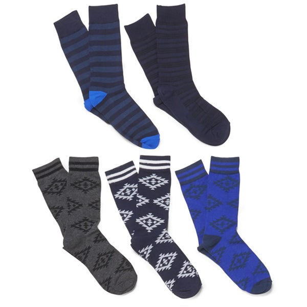 Jack & Jones Men's Adam 5 Pack Socks - Blue