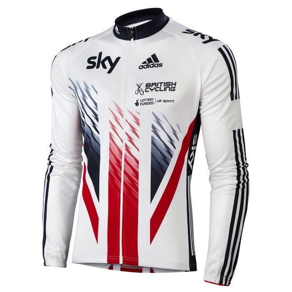 adidas British Cycling Team Race Long Sleeve Jersey 2015 - Blue/White/Red