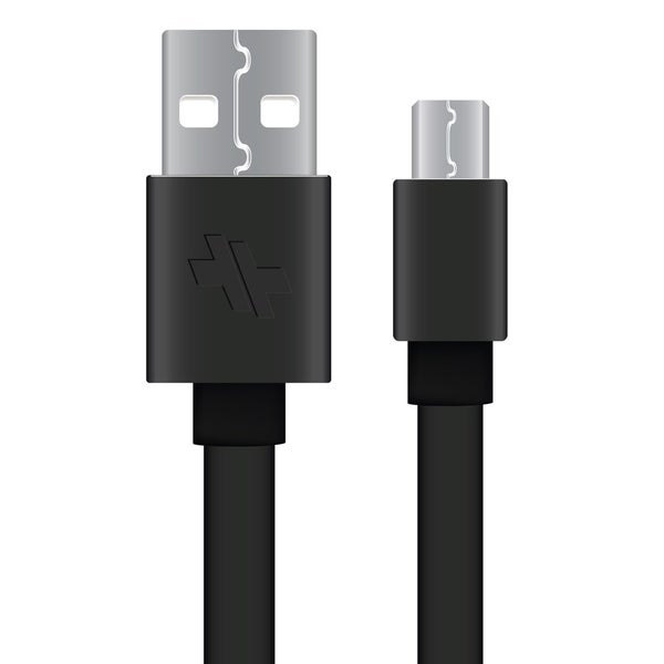 Swiss Mobility Sync/Charge Flat Cable (4 ft.) for Micro-USB Devices - Black