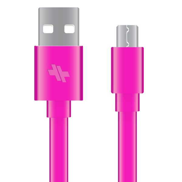 Swiss Mobility Sync/Charge Flat Cable (4 ft.) for Micro-USB Devices - Pink