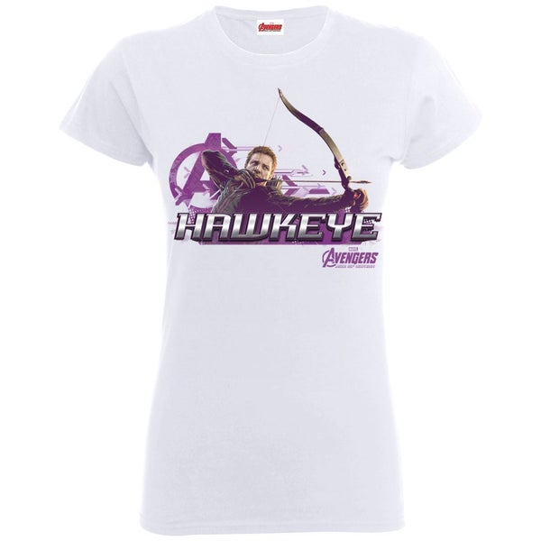 Marvel Women's Avengers Age of Ultron Hawkeye Logo T-Shirt - White