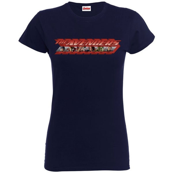Marvel Women's Avengers Age of Ultron Classic Logo Red T-Shirt - Navy