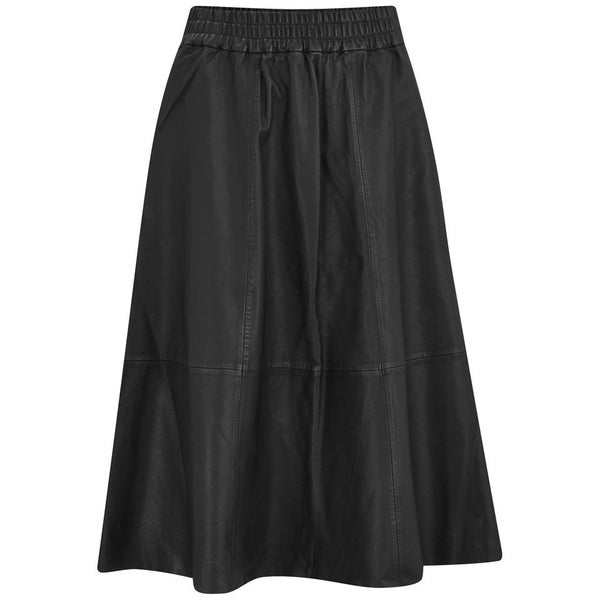 Designers Remix Women's Erin Midi Length Leather Skirt - Black
