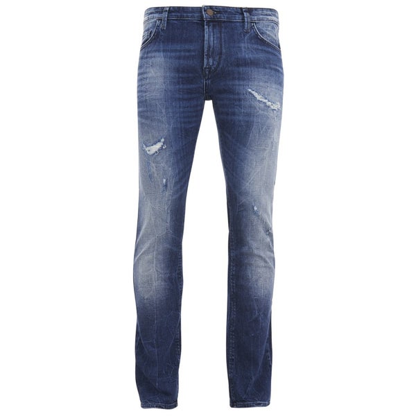 BOSS Orange Men's Tapered Fit Worn Detail Denim Jeans - 429 Blue