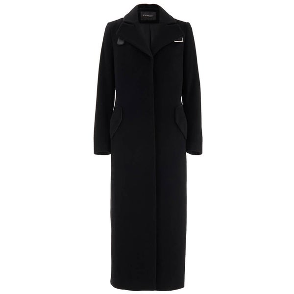 Gestuz Women's Darlene Long Coat with Leather Detail - Black