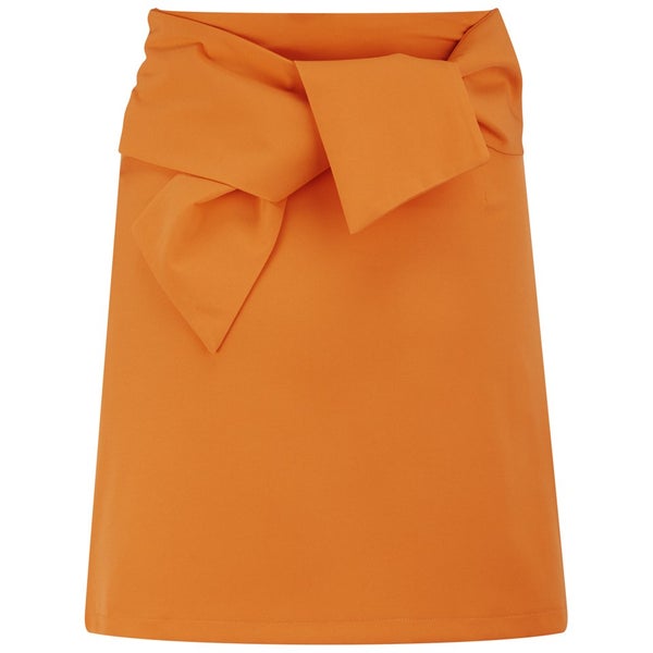 Lavish Alice Women's Tie Detail Mini Skirt - Tangerine Orange