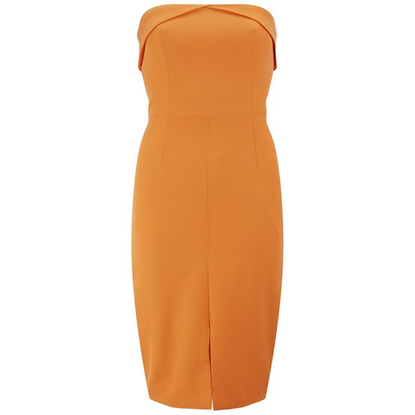 Lavish Alice Women's Bandeau Centre Split Bodycon Midi Dress - Tangerine Orange