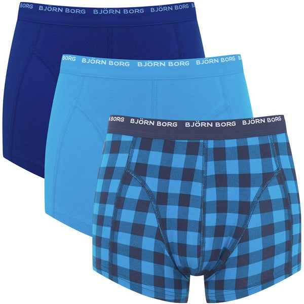 Bjorn Borg Men's Triple Pack Basic Check Boxer Shorts - Peacoat
