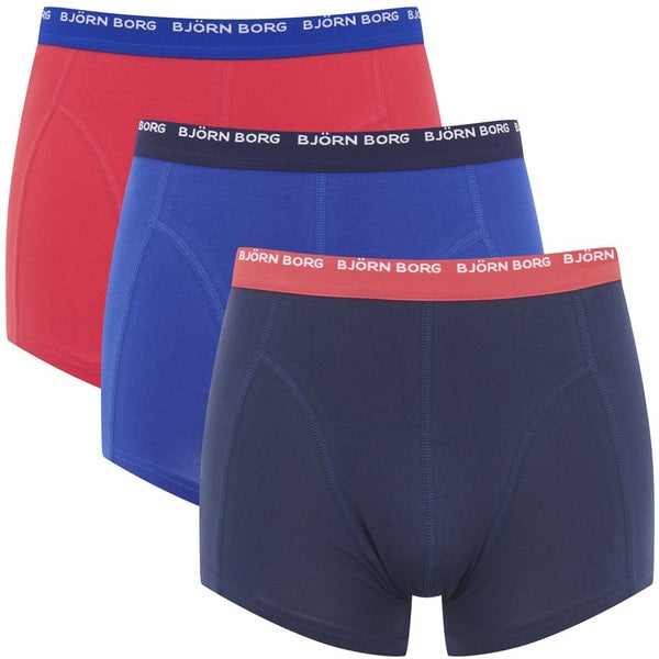 Bjorn Borg Men's Triple Pack Seasonal Solids Contrast Boxer Shorts - Peacoat