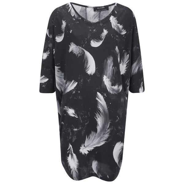 Religion Women's Seclude Feather Print Dress - Black/White