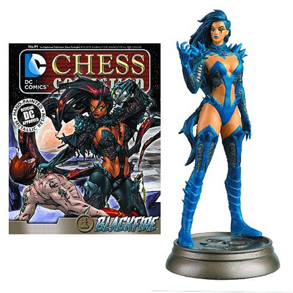 DC Comics Blackfire Black Pawn Chess Piece with Collector Magazine