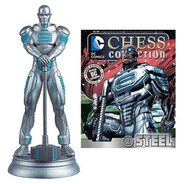 DC Comics Steel White Pawn Chess Piece with Collector Magazine