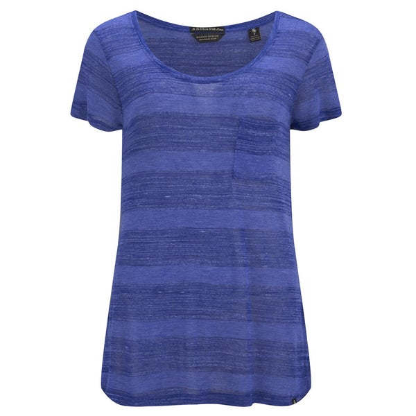 Maison Scotch Women's Engineered Striped Jersey T-Shirt - Blue
