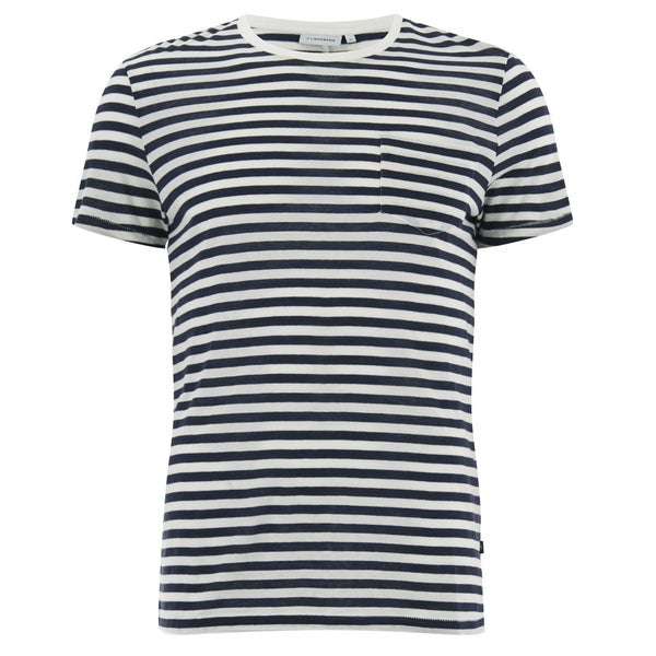 J.Lindeberg Men's Breton Stripe Pocket T-Shirt - White