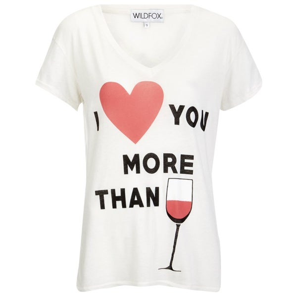 Wildfox Women's I Love You Easy V Neck T-Shirt - Vintage Lace