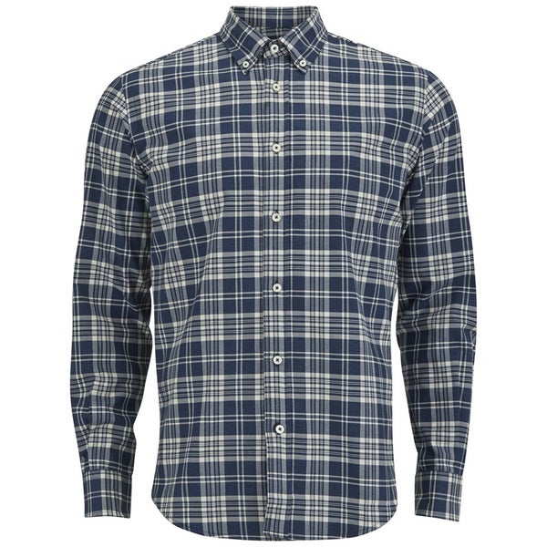 Tripl Stitched Large Check Long Sleeve Shirt - Blue