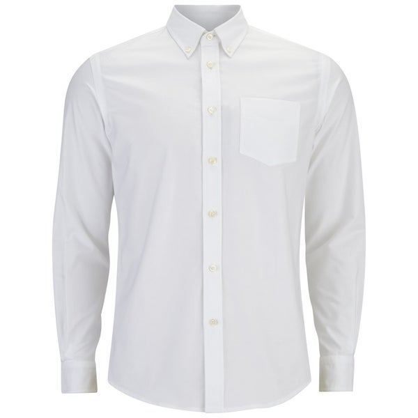 Tripl Stitched Men's Oxford Long Sleeve Shirt - White