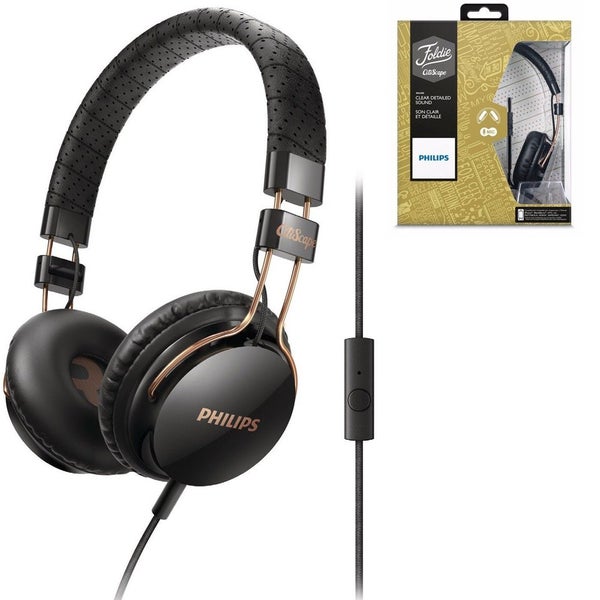 Philips SHL5505 Citiscape Foldie Headphones (Includes Mic) - Black