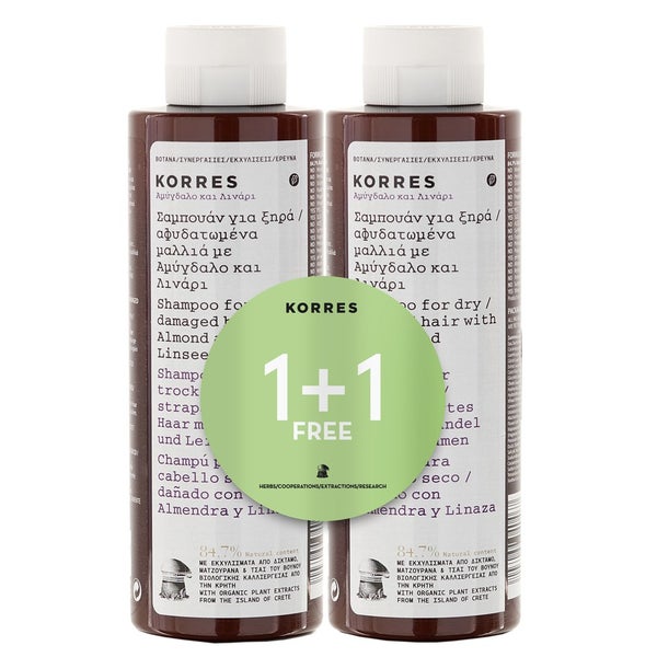 KORRES Almond and Linseed Shampoo 1 + 1 (Værdi: £20)