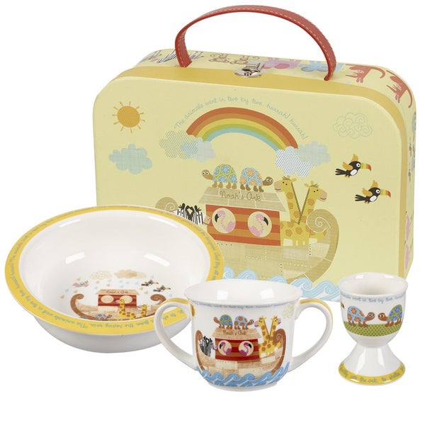 Little Rhymes Noah's Ark 3 Piece Mug, Porringer and Egg Cup Set in a Gift Box