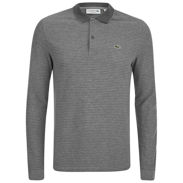 Lacoste Men's Long Sleeve Ribbed Collar Polo Shirt - Grey