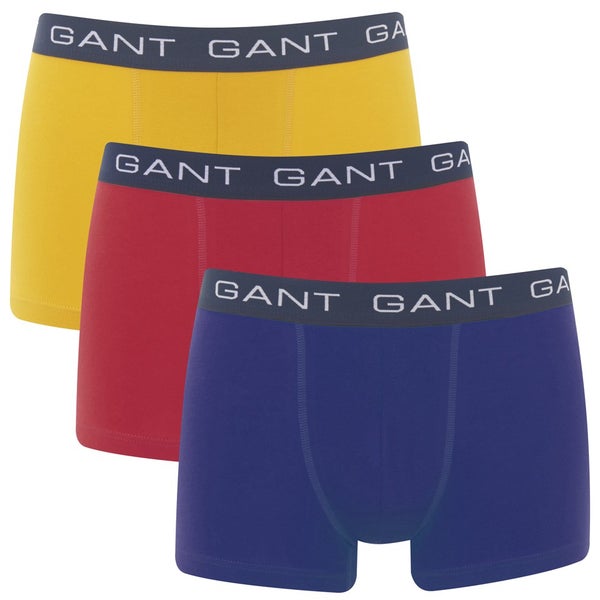 GANT Men's 3 Pack Trunk Boxer Shorts - Blue/Red/Yellow
