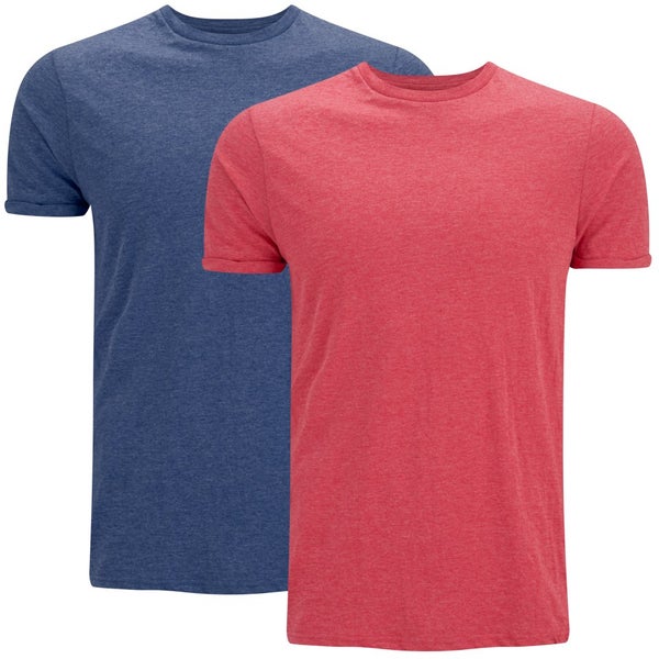 Brave Soul Men's Vardan 2 Pack T-Shirt - Blue/Red