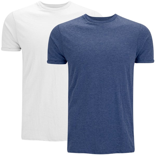 Brave Soul Men's Vardan 2 Pack T-Shirt - Blue/White