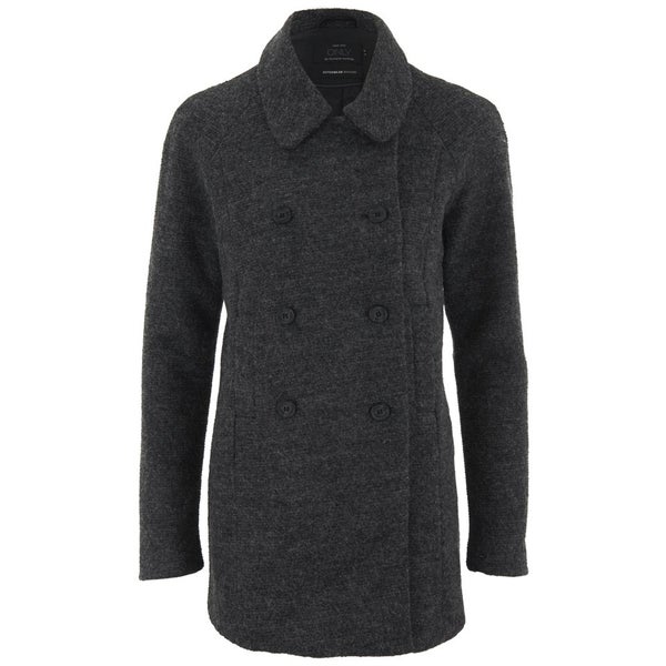 ONLY Women's Emmelie Wool Coat - Dark Grey Melange