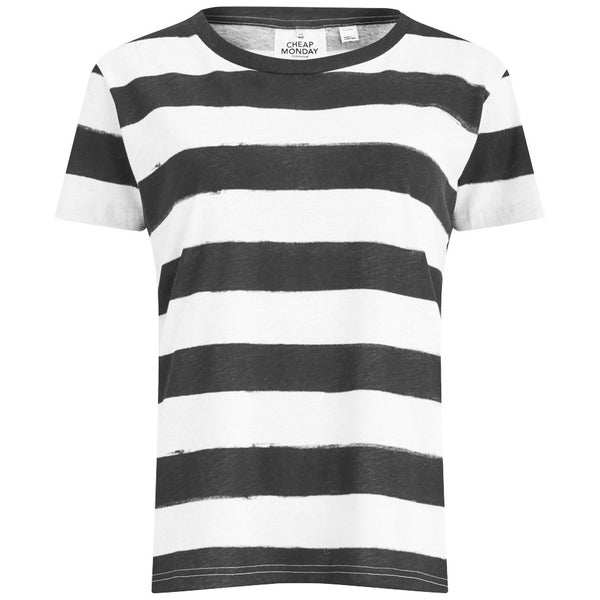 Cheap Monday Women's Smudgey Stripe T-Shirt - White