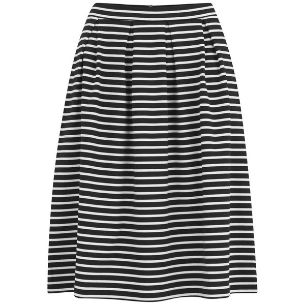 VILA Women's Jaeger Stripe Midi Skirt - Black