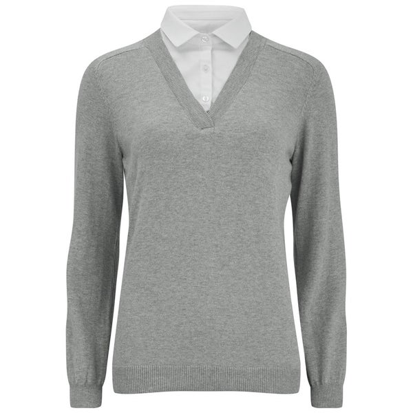 VILA Women's Shirt Detail Knitted Jumper - Grey