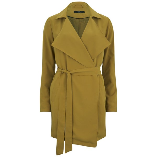 VILA Women's Soft Drape Mac Coat - Harvest Gold