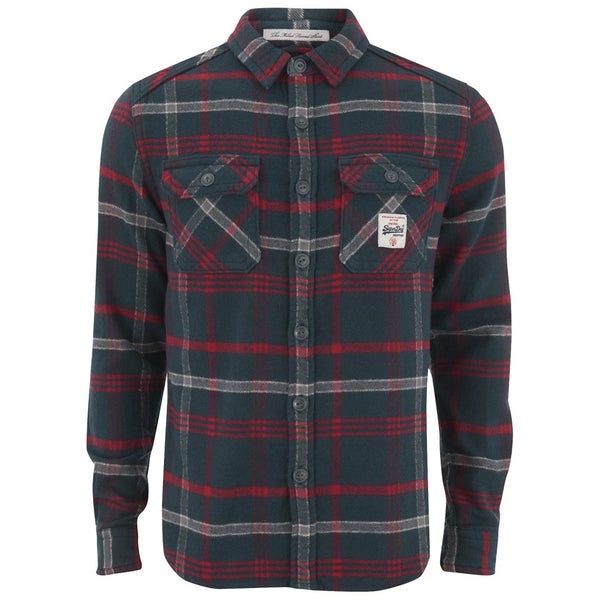 Superdry Men's Milled Flannel Long Sleeve Shirt - Niagra Midnight