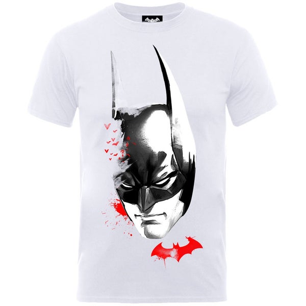 DC Comics Batman Arkham Knight Face Bats Men's T-Shirt - White