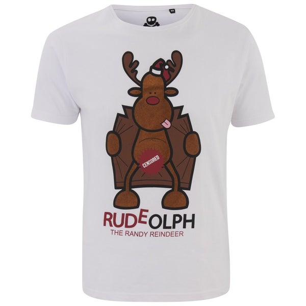 T -Shirt de Noël Xplicit pour Homme Randy Reindeer -Blanc