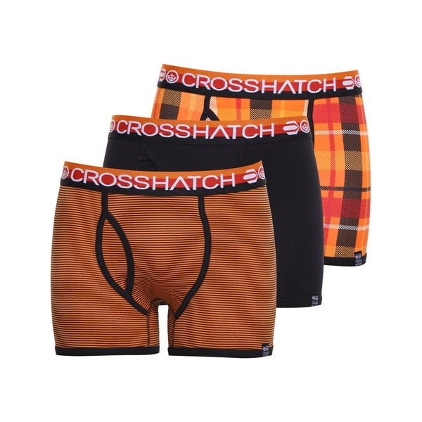Crosshatch Men's Tirian Printed 3 Pack Boxers - Mandarin