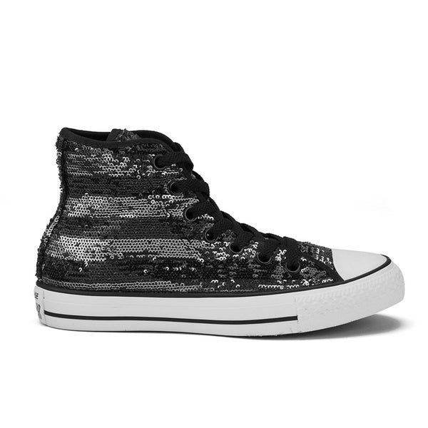 Converse Women's Chuck Taylor All Star Sequin Flag Hi-Top Trainers - Black/Silver/White
