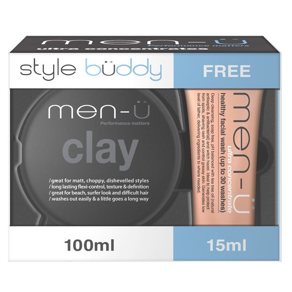 men-ü Men's Style Buddy Clay and Healthy Facial Wash Duo