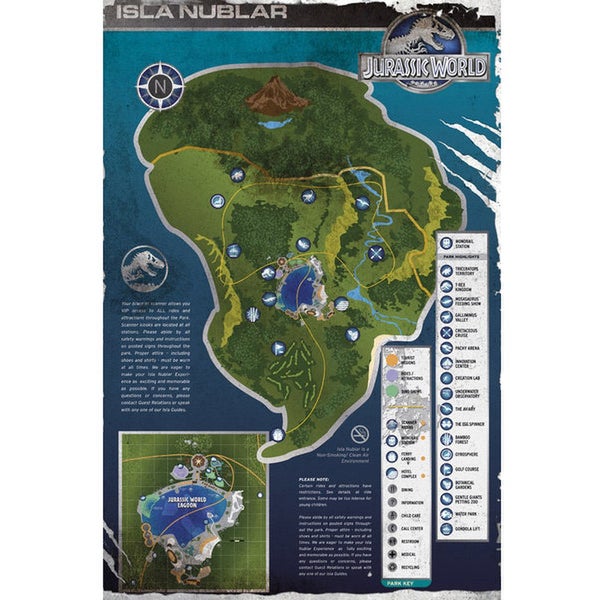 Jurassic World Aged Map - 24 x 36 Inches Maxi Poster