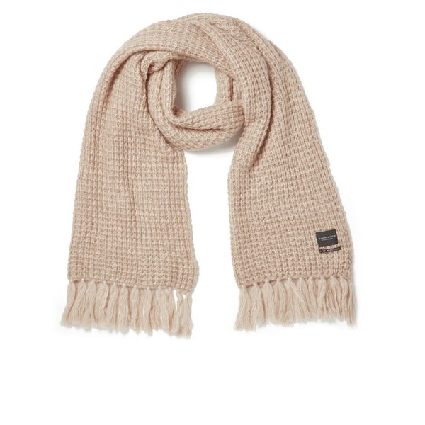 Maison Scotch Women's Knitted Fluffy Waffle Stitch Scarf - Pink