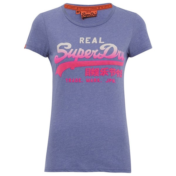 Superdry Women's Vintage Logo Flock Fade Entry T-Shirt - Menthol Marl