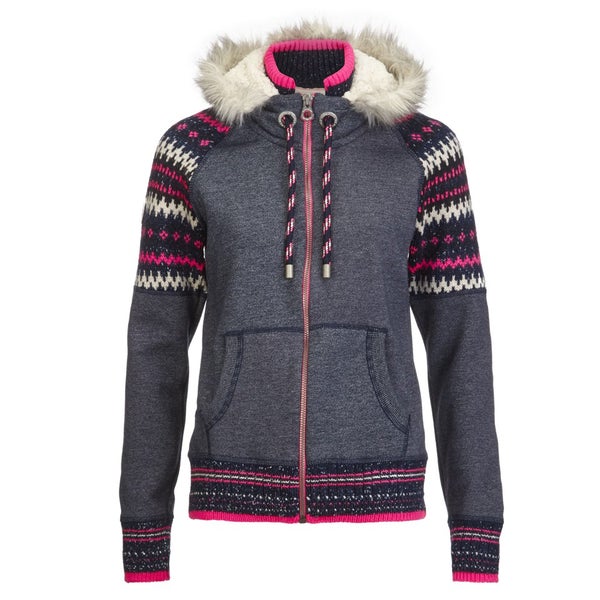 Superdry Women's Retro Knitted Panel Zip Through Hoody - Eclipse Navy Grit