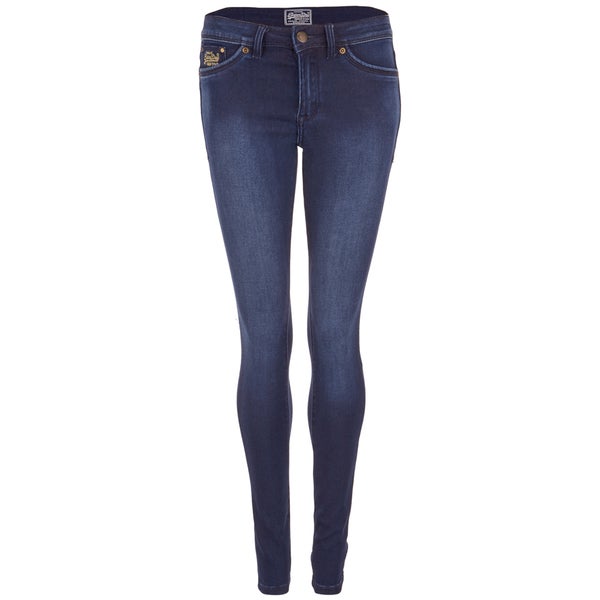 Superdry Women's Super Skinny Jeans - Mid Blue Worn