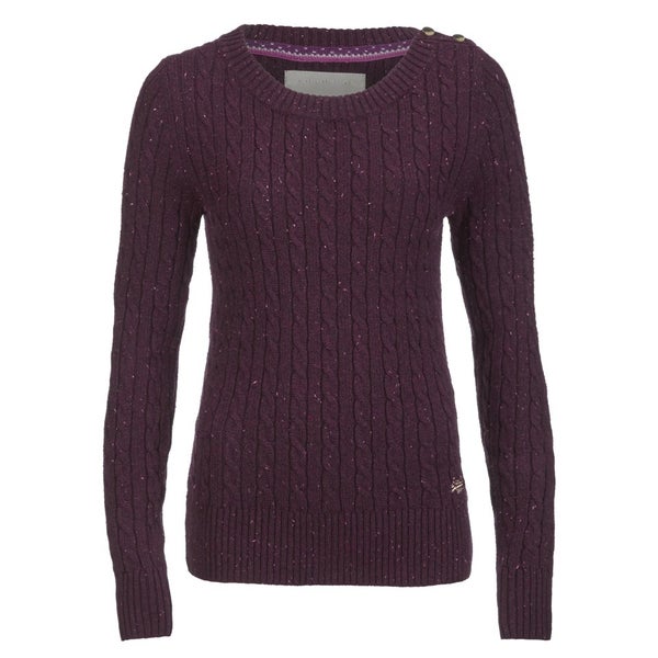 Superdry Women's New Croyde Cable Crew Neck Jumper - Damson Nep